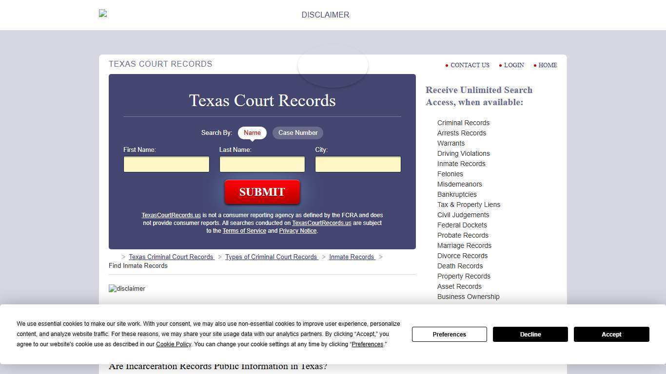Texas Inmate Search | TexasCourtRecords.us